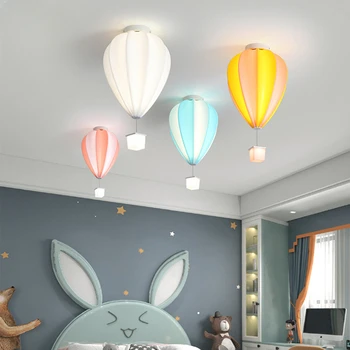 קריקטורה בלון אוויר חם מנורת תקרה נברשת לחדר ילדים בצבע יצירתי LED מסתובב בבית עיצוב גופי תאורה