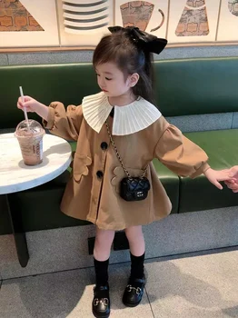 חדש בנות סתיו הגירסה הקוריאנית הבגדים של הילדים מעיל הרוח בגדי תינוק חמוד סגנון מעיל 2 4 6 8 T 2024