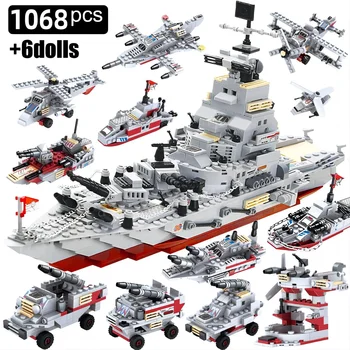 צי מרכבות המלחמה הספינה צבא הסירה המטוס מודל ספינות מלחמה אבני בנייה להגדיר עבור בנים לבנים צעצועים מתנות חג המולד