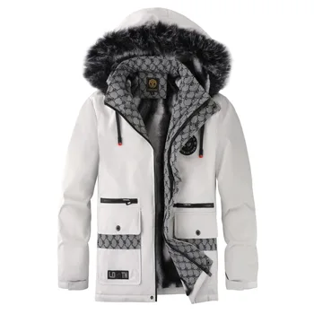 החורף החדש של גברים קוריאנים מהדורה קטיפה צווארון מעובה כותנה מעיל מזדמן אופנה מעיל