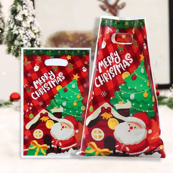 10pcs 25cm שרוך חג המולד שמח סנטה קלאוס מתנת שקית מוצרים עוגיות ממתקים גרב התיק עבור מסיבת חג המולד אריזה אספקה