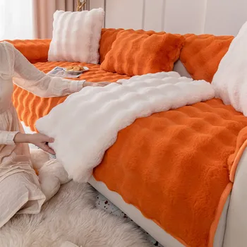 לעבות ארנב קטיפה ספה לכסות נורדי מוצק צבע הספה מגבת מכסה החלקה הספה הכיסויים ספה מגבת חיים עיצוב חדר