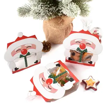 8Pcs חג המולד DIY להתייחס תיבות חמוד ידידותי לסביבה אריזה קופסה עוגיית נייר שקית מתנת חג המולד מתנת מקרה