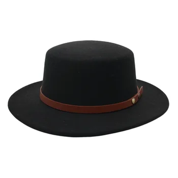 נשים חדשות שחור עם מגבעת גברת ג 'נטלמן חיצונית פדורה כובעי חורף סתיו גברים ג' אז הרגשתי כובעים 6.5 ס 