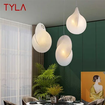 טיילה נורדי תליון מנורה יצירתי LED דקורטיבי לשולחן תאורה נברשת לבנה לחדר