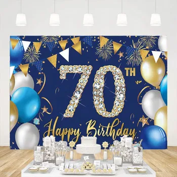 שמח הולדת 70 רקע דגל כחול צילום רקע שבעים שנה ישן קישוטים למסיבה תא צילום סטודיו אביזרים