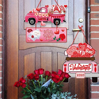 יום האהבה הדלת תלוי תליונים אוהב פרח לב המכונית מודפס תלוי Oranments חתונה מסיבה דלת חדר תפאורה אספקה