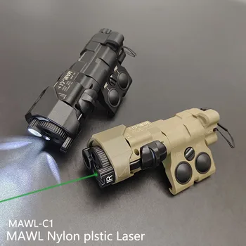 טקטי ניילון MAWL+ C1 גלוי לייזר ירוק+ IR לייזר + פנס LED הנשק אור הראייה PEQ15 NGAL לייזרים 20mm Picatinny Rail