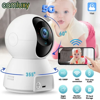 Camluxy 2.4 G&5G Wifi אלחוטית, מצלמת IP HD 1080P צג התינוק-כיוונית אודיו ראיית לילה מעקב Yilot אפליקציה אבטחה בבית