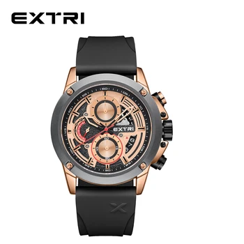 EXTRI האנשים הטובים ביותר שעונים של דגם חדש במחיר סביר סיליקון הלהקה הכרונוגרף Relojes עמיד במים מותג קוורץ שמלת שעונים