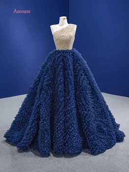 כחול הטקס שמלות נשף שמלת אחת כתף טול קפלים חרוזים מתוק מקסיקני 16 שמלות 15 Anos