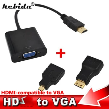 kebidu HDMI תואם ל-VGA מתאם Micro Mini HDMI תואם זכר מתאם VGA נקבה מובנה 1080p ממיר PS4