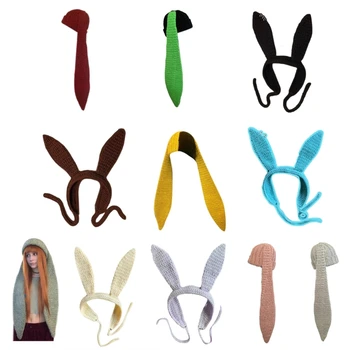 בנות ארנב בכובע Y2K סרוגים האוזניים כובע ארנב מתנות חורף חם כובע ילדים סרוגים האוזניים החורף צילום אביזרים