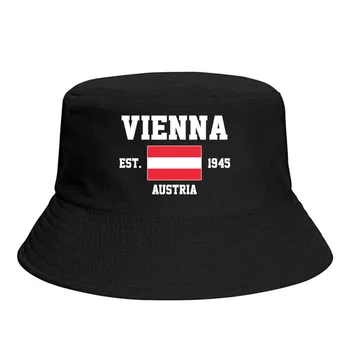 דלי כובעים אוסטריה EST.1945 וינה סמל דגל השמש צל מגניב חיצוני הקיץ דייג כובעי כובע הדייגים