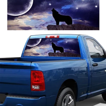 זאב והירח עבור משאית ג 'יפ ג' יפ האיסוף 3D השמשה האחורית המדבקה מדבקה עיצוב חלון אחורי זכוכית פוסטר 53.1 X 14.2 ס מ