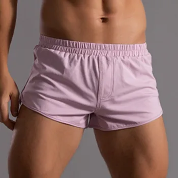 Mens תחתוני בוקסר מכנסי כותנה תחתונים לנשימה קצוות התחתונים מוצק תחתונים Boxershorts Homewear תחתוני בוקסר Homme