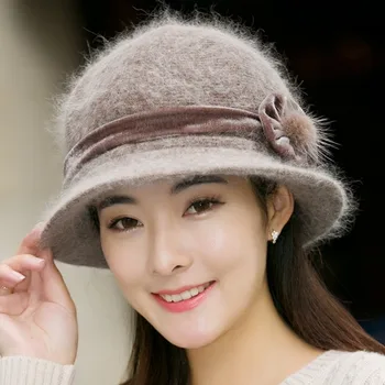 H7773 נשים חמים דלי כובע נשי בחורף ארנב שיער דייג כובע בגיל העמידה אמא סתיו חורף מעובה קטיפה אגן כובעים