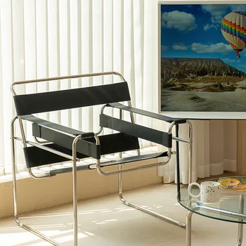 נורדי אוכף עור יחיד, ספה, עצלן הספה, בסלון, אחת פנאי הכיסא, אור יוקרה, נירוסטה, 2023