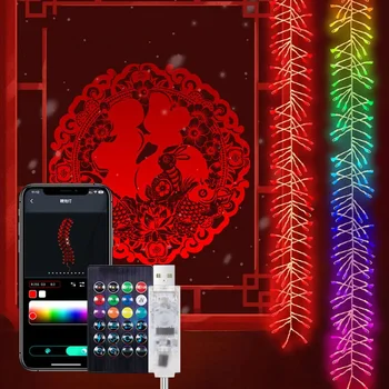 2 ב 1 1.65 מ ' אפליקציה חכמה וטיפשה. מחרוזת אור Dreamcolor אלקטרוני חזיז השנה החדשה בקרת יישום חג המולד זר אור
