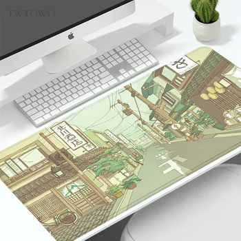 משטח עכבר המשחקים אנימה ירוק יפני רחוב XL מותאם אישית הביתה Mousepad XXL החלקה שטיח גומי טבעי שולחן העבודה משטח עכבר