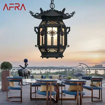 עפרה סיני פנס תליון מנורות חיצוני עמיד למים LED שחור רטרו נברשת עבור בית מלון עיצוב מסדרון חשמל