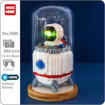 Weagle 2685 חלל אסטרונאוט אסטרונאוט טילים מלאכה המטוס תצוגה אור LED 3D Mini יהלומים אבני בניין לבנים צעצוע קופסא
