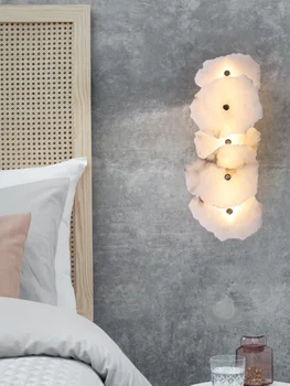 אור יוקרה מנורת קיר דגם חדר השינה ליד המיטה מנורת הסלון רקע קיר יצירתי מודרני השיש בשילוב תאורה