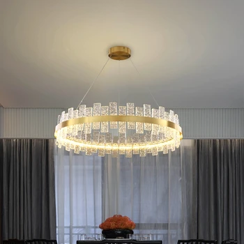 נורדי Led נברשת קריסטל הברק מנורת תקרה לחדר האוכל תליון אור הביתה Decoraction יוקרה השעיה Luminaire במקום.