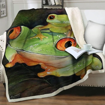 תוסס צפרדע 3D הדפסה נסיעות שמיכת פיקניק רכה המשרד תנומה שמיכות קישוט הבית קטיפה לזרוק שמיכות עבור מיטות ספה הכסא כיסוי