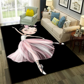 3D חמוד בלט נערת בלרינה פיות מצוירות השטיח השטיח הביתה הסלון, חדר השינה ספה שטיח תפאורה,הילד החלקה שטיח הרצפה