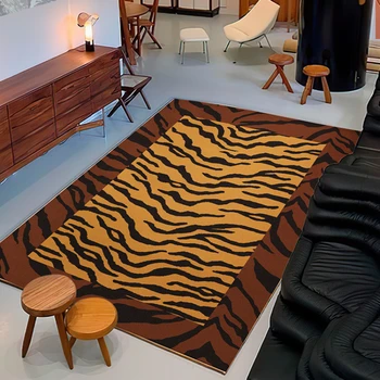 מודרני מינימליסטי עור הנמר השטיח בסלון שולחן קפה ביתיים מחקר השינה של המיטה.