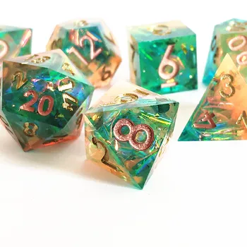 מיני כוכב Polyhedral בשני צבעים, קוביות להגדיר בעבודת יד שרף חדה קוביות D6 D20 DND קוביות להגדיר את התיבה עבור RPG משחק בשולחן העבודה אביזרים