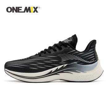 ONEMIX לנשימה רשת נעלי ריצה ריפוד להחליק על נעלי ספורט מזדמנים רך חיצונית זכר הליכה נעלי ריצה נעלי