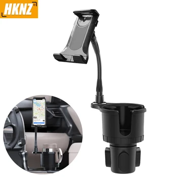 HKNZ 2 1 הרכב מחזיק טלפון לרכב מחזיק כוסות תכליתי לוח לעמוד המכונית משקאות מחזיק עם מגש האוכל 360 מעלות מסתובבות מתכוונן