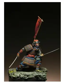 חדש לא מורכב 1/24 75MM העתיקה לוחם סמוראי אדם 75MM שרף להבין צבוע מודל הערכה