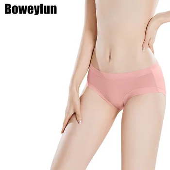 Boweylun-60 כותנה תחתוני נשים לנשימה אלסטיות גבוה Mid-Rise המותניים התחתונים התות משי אנטי-בקטריאלי המפשעה תקצירים