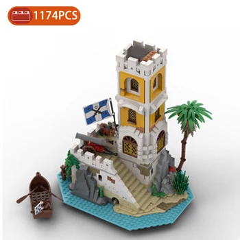 חדש מימי הביניים, פיראטים סדרה MOC מודולרי סייבר האי מודל DIY רעיונות יצירתיים אבני בניין לבנים DIY צעצוע לילדים מתנות