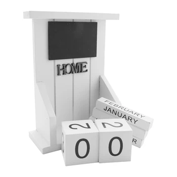 עץ השולחן בלוק לוח שנה-לוח שנה ניצחי חודש תאריך להציג למשרד הביתי קישוט (לבן)