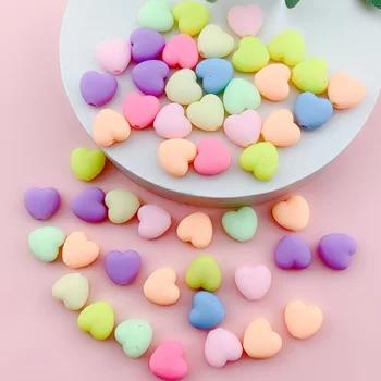 אקריליק חרוזים 30pcs צבע ממתקים אוהב את הלב Spacer חרוזים ליצירת תכשיטים Diy תכשיטים הילדים מסיבת יום הולדת מתנות אביזרים