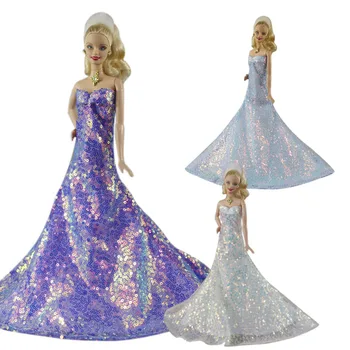 נוצץ נצנצים אופנה בגדים עבור ברבי הנסיכה שמלת 1/6 בובות אביזרים למסיבת השמלה בארבי בגדים צעצועים