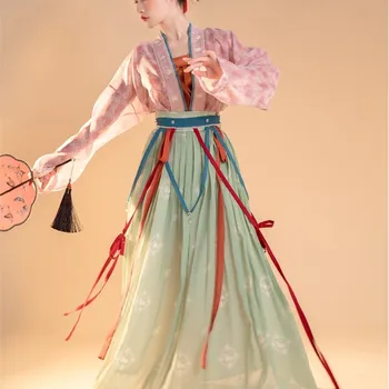 2023 השיר האן תלבושות קיץ פיות בסגנון סיני המקורי פנינה מעוטר קפלים החצאית Hanfu שמלת תחפושת