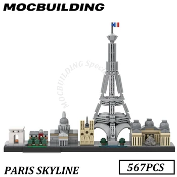 פריז קו הרקיע להציג Moc אבני בניין לבנים DIY בניית צעצועים מתנות חג המולד מתנת
