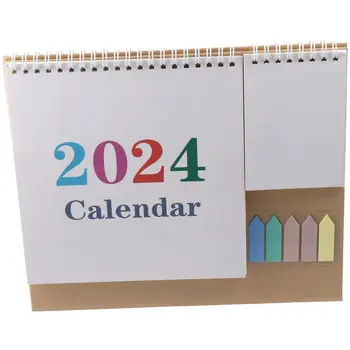 עם פנקסים, 5 צבעים הערות שולחן העבודה נייר לוח שנה נייר לכתיבה עומד יומי להפוך 2024 יומי שנתי, האג ' נדה במשרד