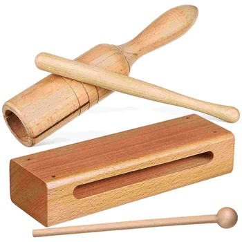 2 סטים Orff כלי עץ בלוק קצב נגינה אשור כף יד רחובות כלי הקשה