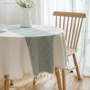 מפת שולחן עם פונפון שולחן עגול תה השולחן בד השולחן בחדר האוכל החתונה החתונה