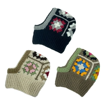 לעיבוי הצוואר חם כובע גרב עם דפוס פרחוני עבור בני נוער החורף