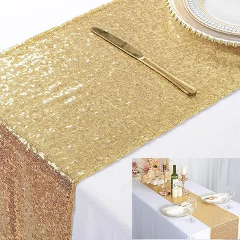 30*180cm 1pcs נצנצים שולחן רצים כסף או צבע זהב נוצץ גלינג שולחן רץ מסיבת חתונה קישוטים אספקת אביזרים