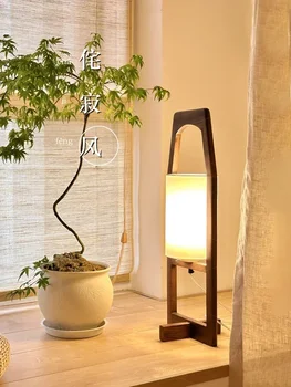 Sili סגנון הסלון עץ מלא מנורת רצפה יפנית רטרו פשוטה השינה מחקר אישי יצירתי מנורות