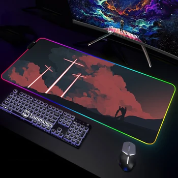 שולחן מחצלת E-Evangelion משטח עכבר המשחקים השולחן אביזרים Deskmat PC Gamer ארון גדול Mousepepad Led Mousepad תאורת משרד
