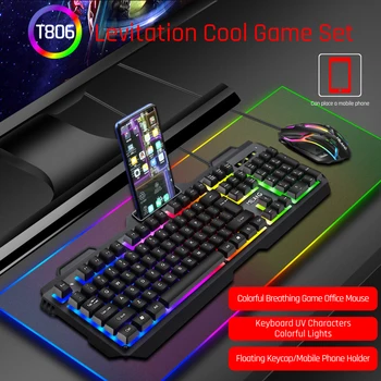 מקלדת ועכבר ערכת להגדיר קווי RGB 104 מפתחות כובעים מכני מרגיש משחקי מקלדת ועכבר משולבת מחשב גיימר להגדיר משחק מחשב נייד